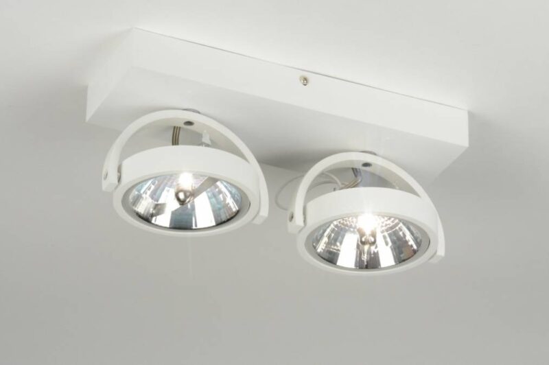 Plafond lamp 2x ar111 mat wit